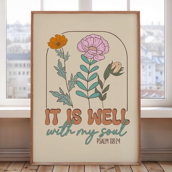 Psalm Scripture Wall Art Christian Poster Spiritual Wall Art Print Christian Home Decor Religious Art Retro Wall Art