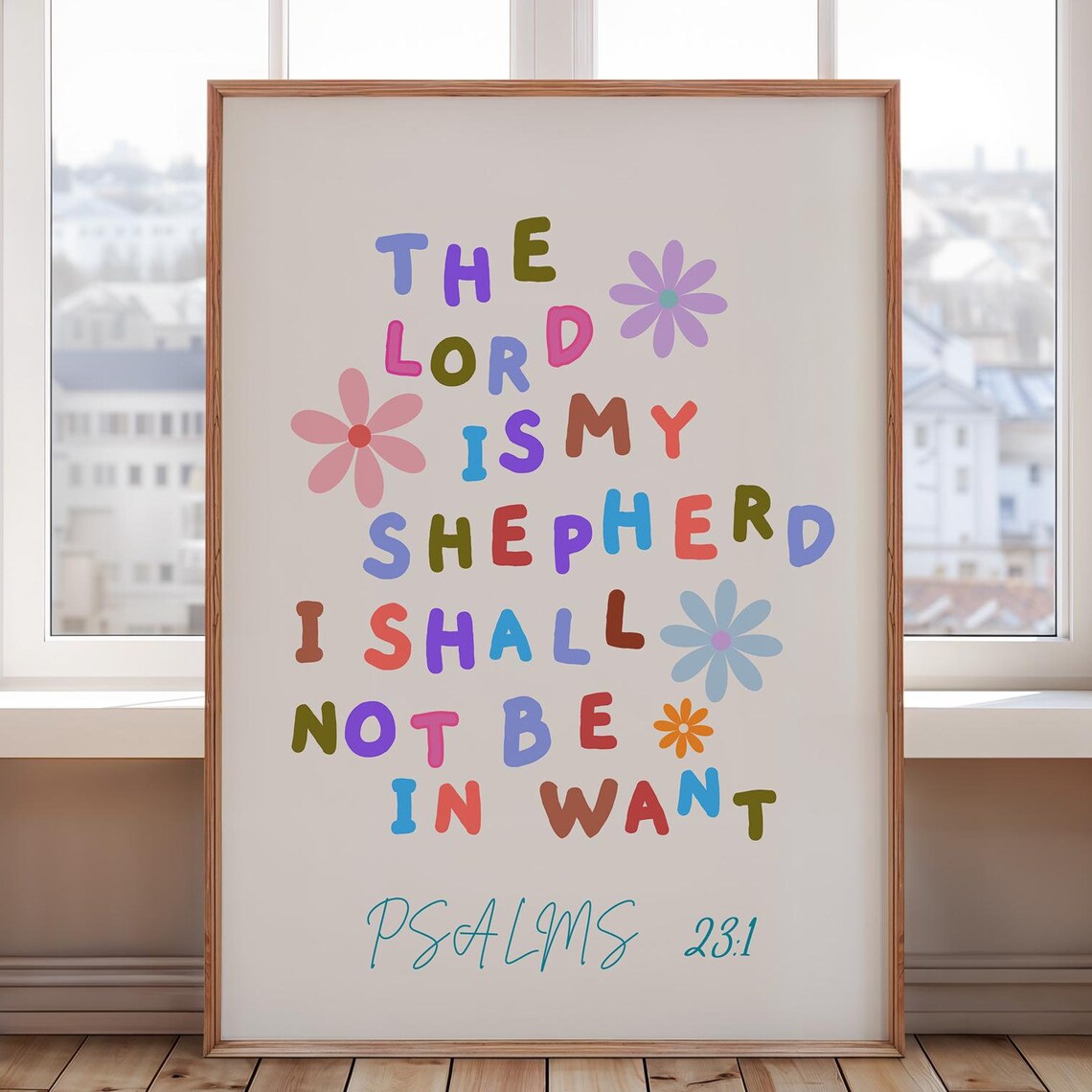 The Lord Is My Shepherd Psalms 23 1 Rainbow Lettering Quote Poster