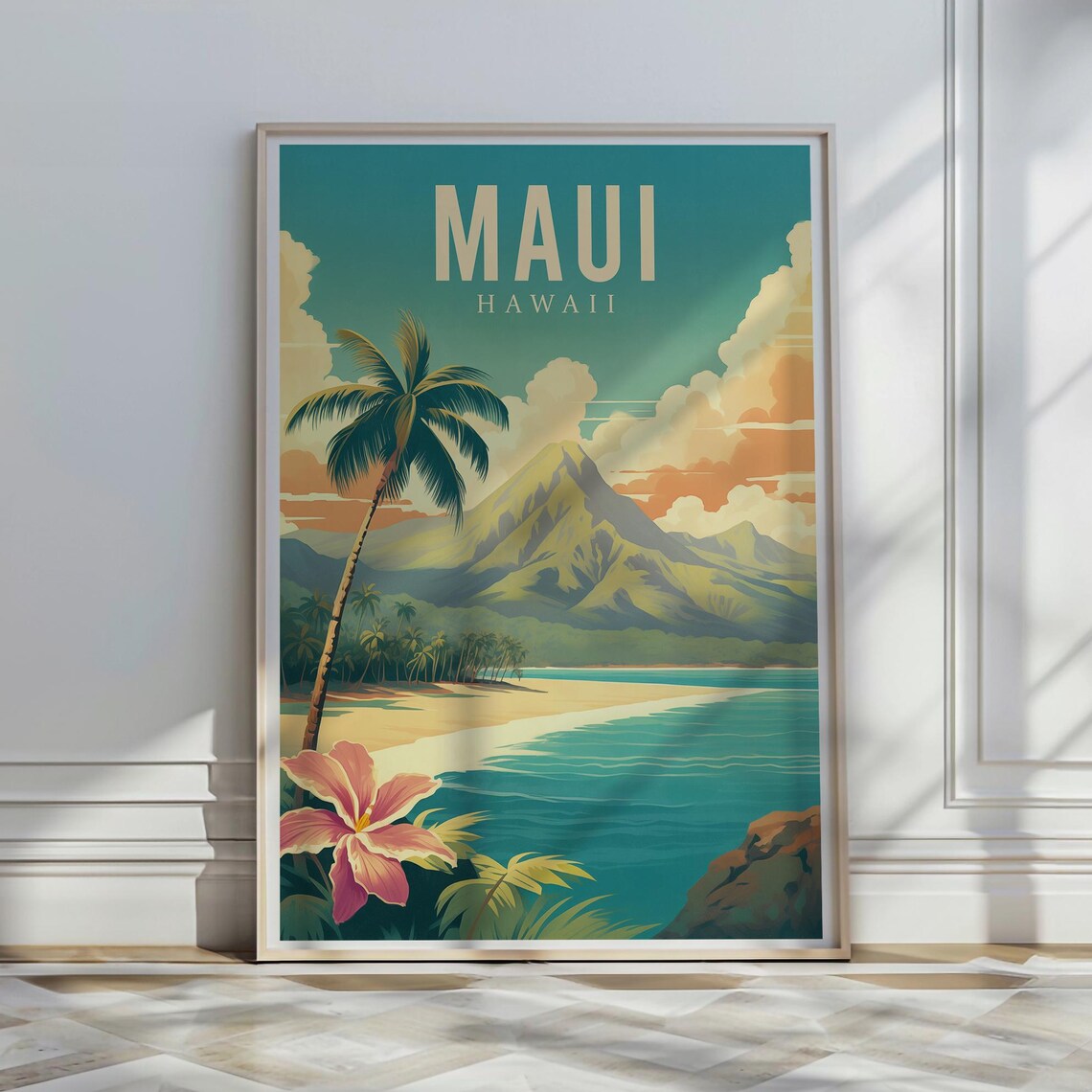 Maui Hawaii Vintage Travel Poster, Island Decor