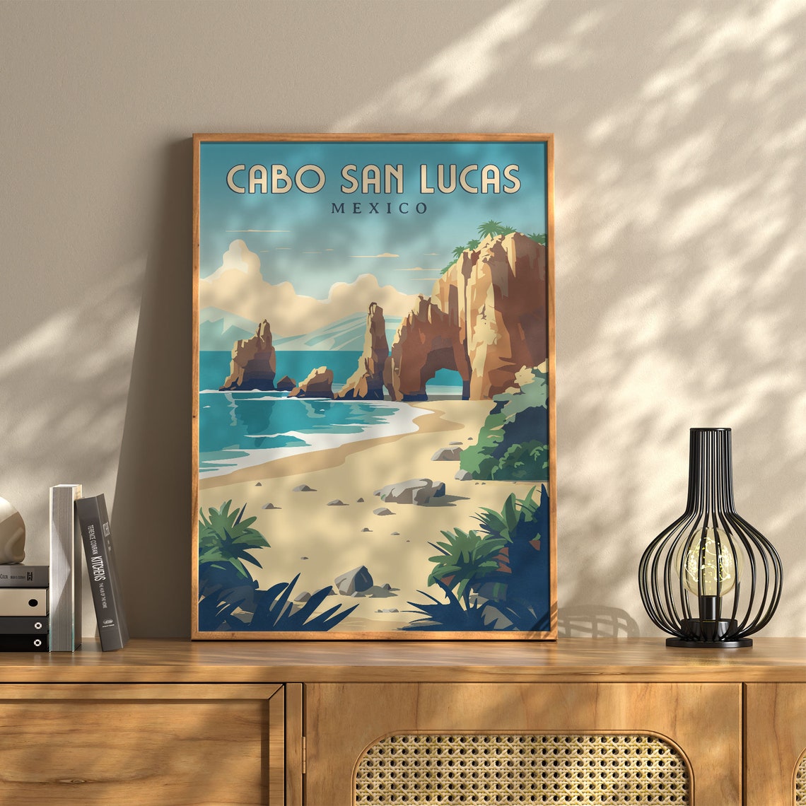 Sunny Cabo San Lucas Mexico El Arco Beach Rock Arch Travel Poster
