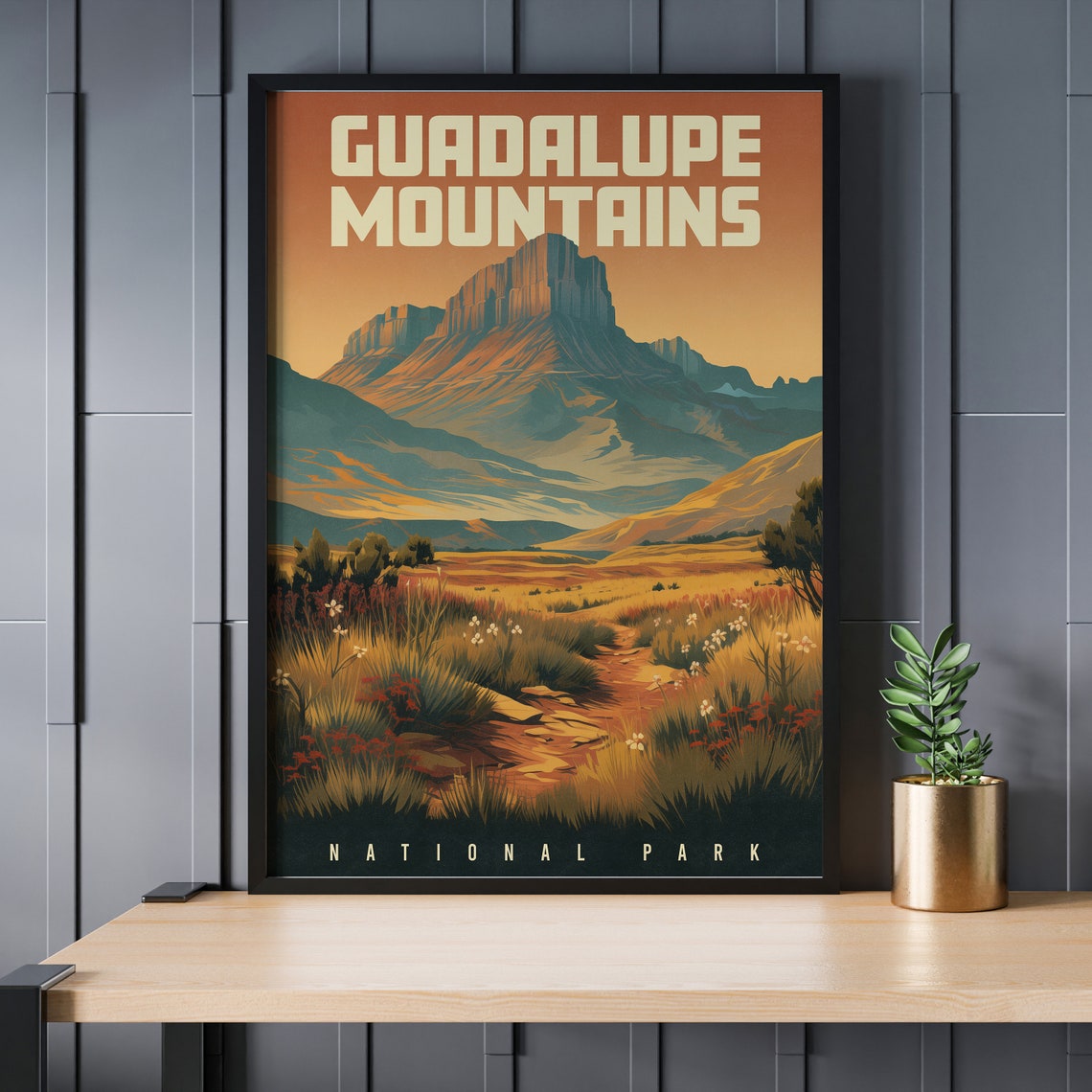 Guadalupe Mountains National Park Sunset Meadow Travel Poster - Image 2