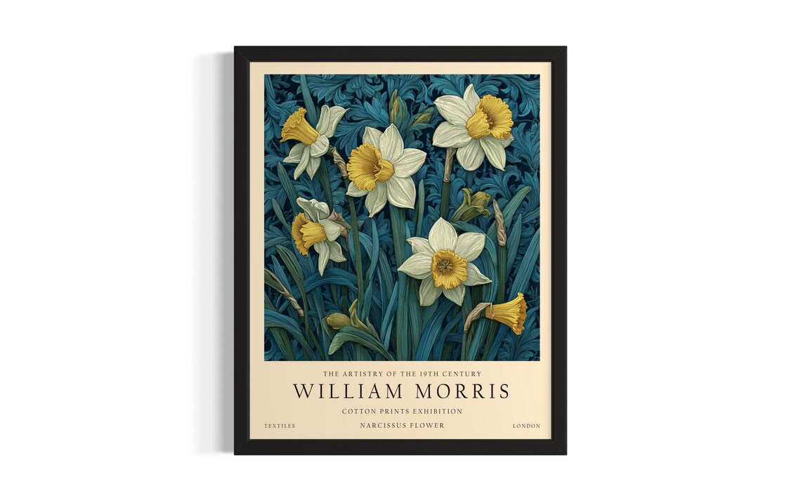 William Morris Vintage Narcissus Bloom Cotton Prints Exhibition Poster