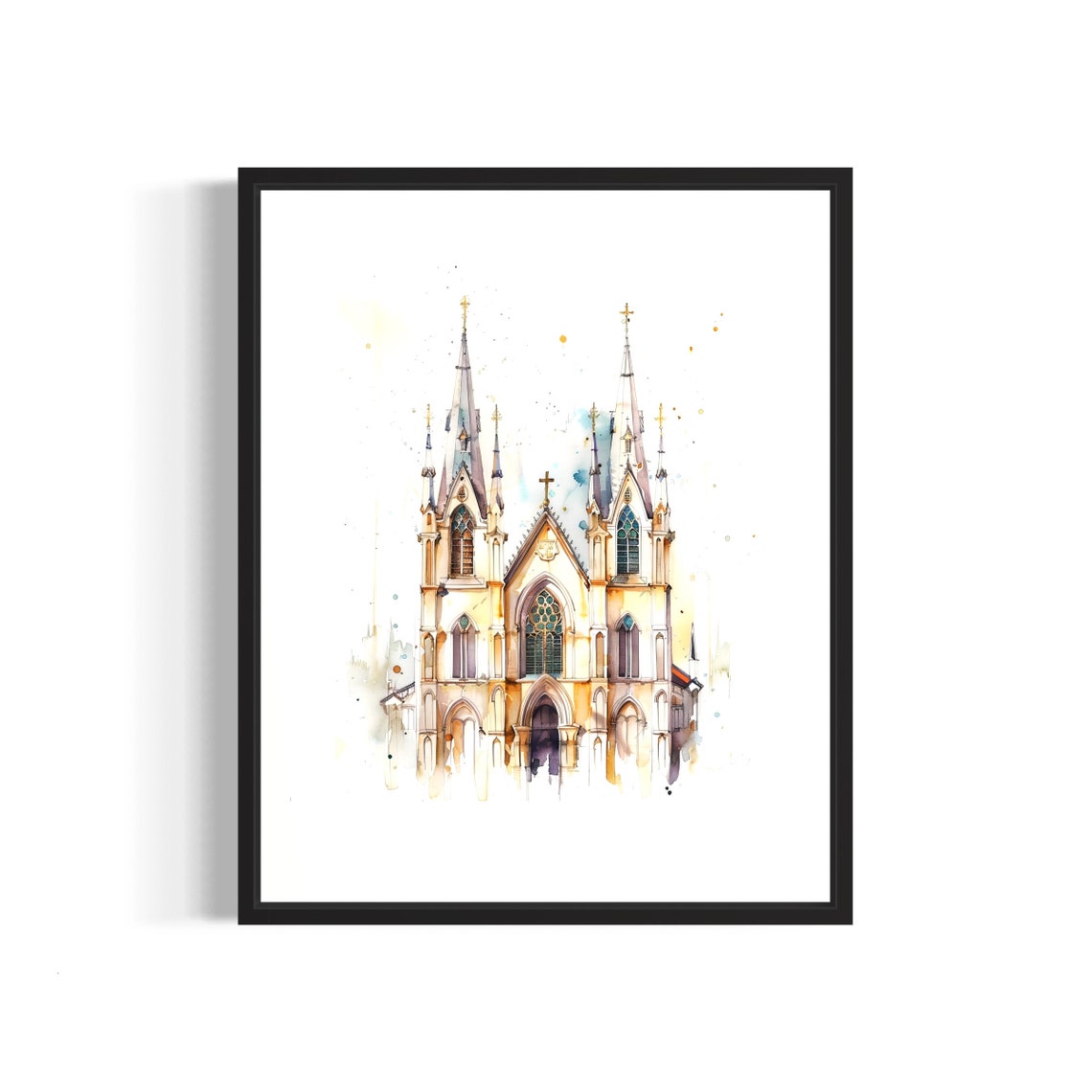 Catholic Cathedral Poster Art Print Religious Christian Bible Painting Wall Decor