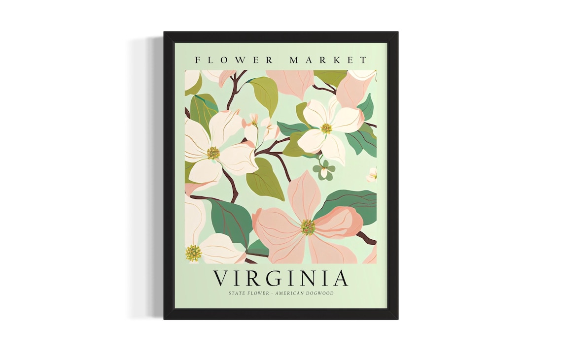 Virginia Flower Market American Dogwood Botanical Floral Wall Poster