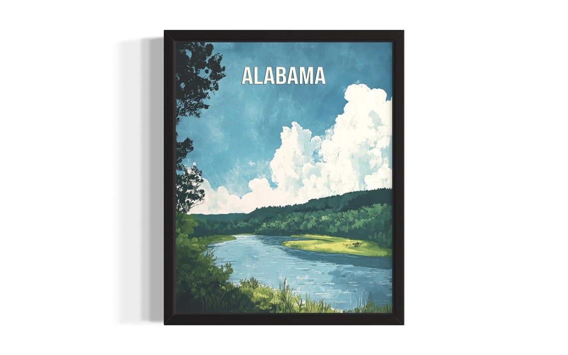 Alabama River Valley Green Hills Landscape Travel Nature Poster