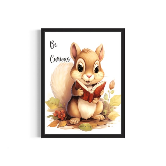 Chipmunk Nursery Decor Art Print Poster Baby Room Animal Watercolor