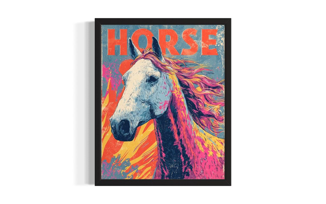 Horse Flowing Mane Spirit Colorful Pop Art Equestrian Poster