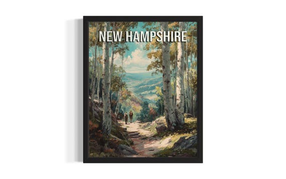 New Hampshire Forest Trail States Poster Art Print Living Room Wall Original Painting Artwork Decor