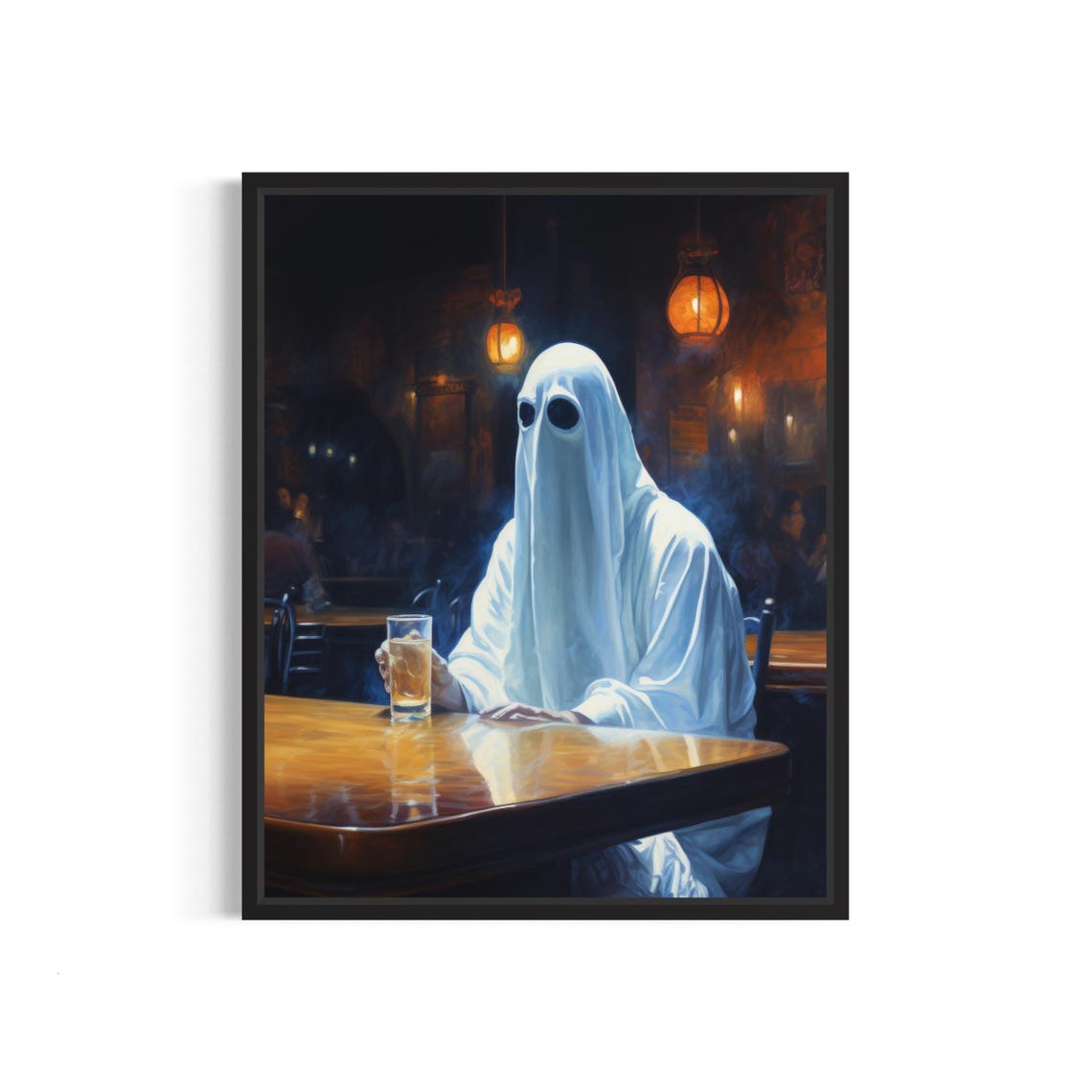 Ghost At Bar Art Print Vintage Gothic Wall Art Painting Decor Photo