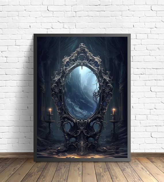Cursed Gothic Mirror Between Two Candles Dark Mystery Poster