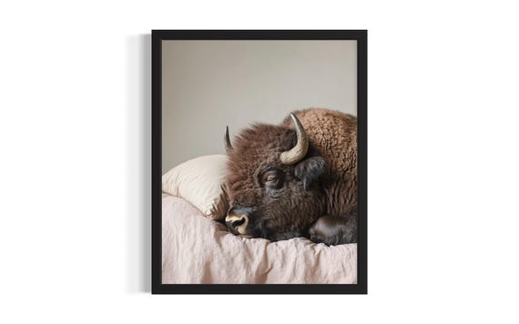 Bison Animal Bedroom Poster Art Print Wall Original Painting Artwork Decor
