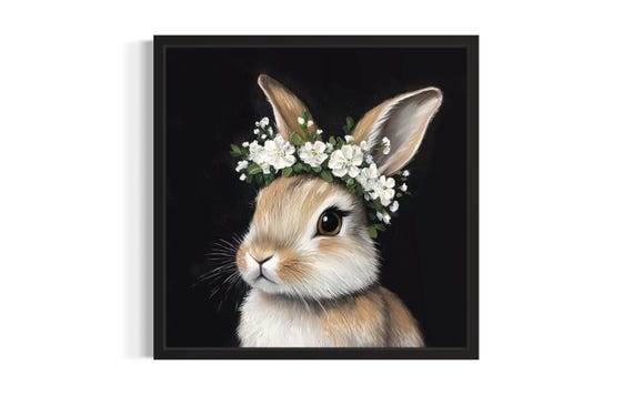 Rabbit Nursery Animal Poster, Original Painting Artwork
