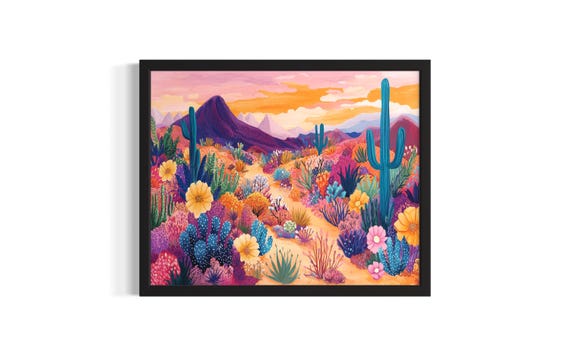 Desert Landscape Poster Art Print Living Room Wall Original Painting Artwork Decor