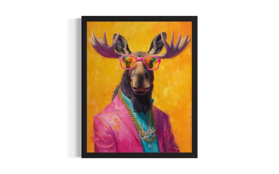 Moose Animal Poster Art Print Living Room Wall Original Painting Artwork Decor