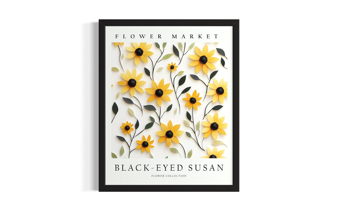 Black Eyed Susan Flower Market Collection 3D Paper Botanical Poster
