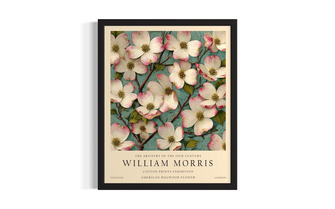 American Dogwood William Morris Cotton Prints Exhibition Poster