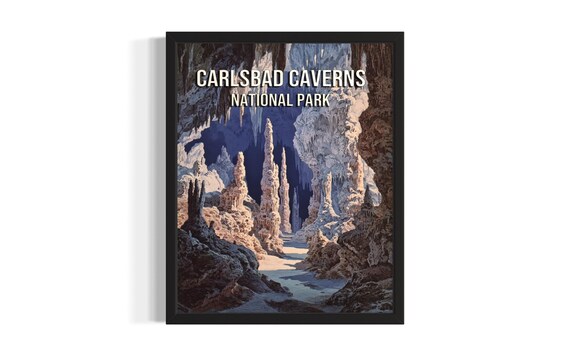 Carlsbad Caverns National Park Cave Formations Vintage Travel Poster