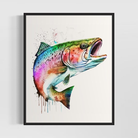 Rainbow Trout Art Print Rainbow Trout Painting Wall Art Poster Original Artwork By Artist
