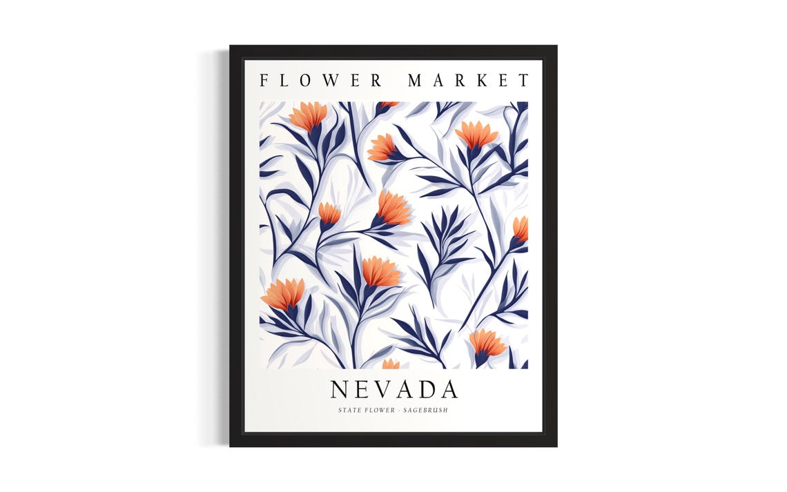 Nevada Sagebrush State Flower Market Botanical Artwork Poster