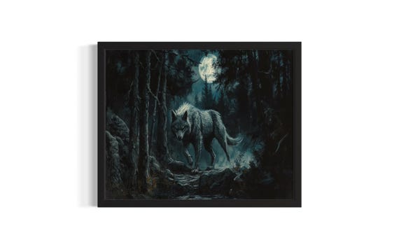Lycan In Forest Huanted Animals Poster Art Print Living Room Wall Original Painting Artwork Decor