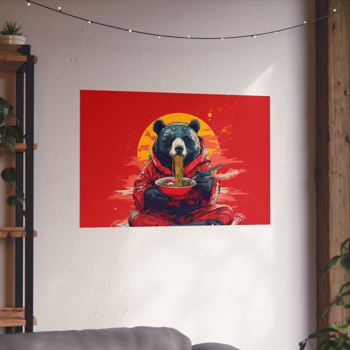 Maximalist Eclectic Ramen Bear Poster Print Bold Altered Animal Portrait Fantasy Fun Colorful Renaissance Rustic Art - Image 3