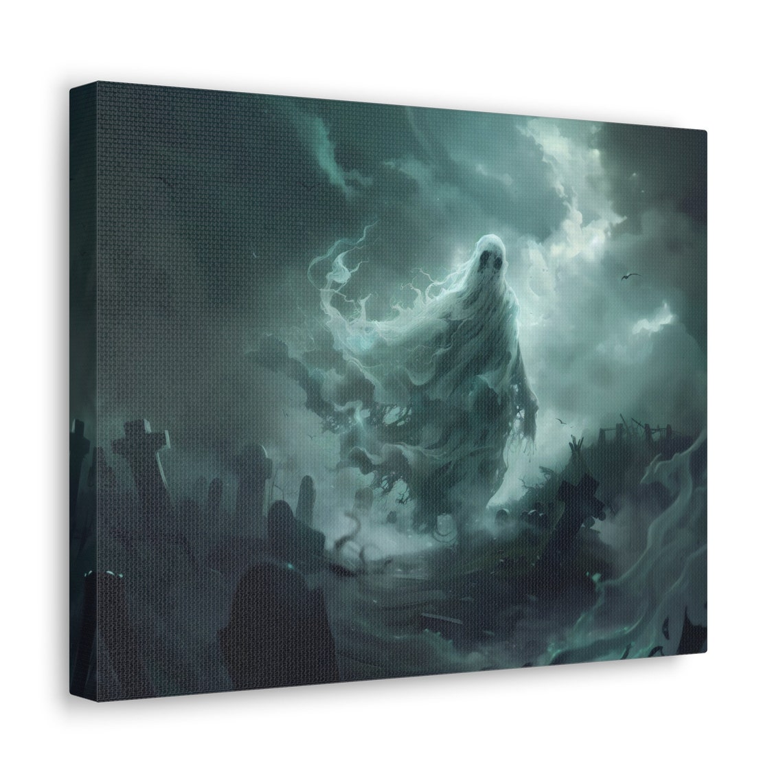 Gothic Spectral Ghost Rising Over Foggy Cemetery Horror Poster - Image 3