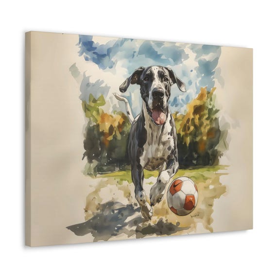 Soccer Great Dane Maximalist Eclectic Sports Print Rugged Football Airbnb Childrens Art Fantasy Nature Rustic Wall Decor
