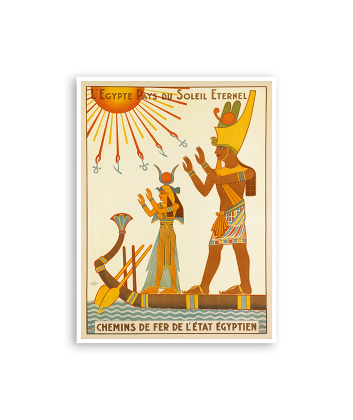 Egypt Eternal Sun Solar Barque Railway Vintage Travel Poster