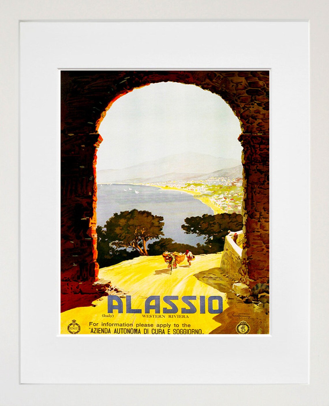 Alassio Italy Western Riviera Bay Arch Retro Italian Travel Poster