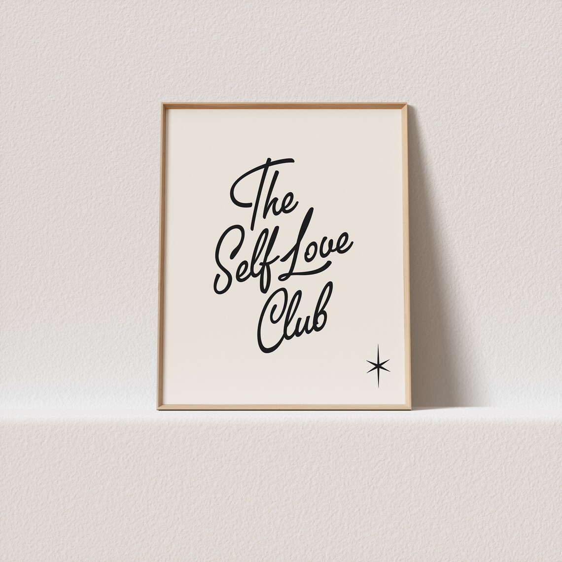 The Self Love Club Retro Script Typography Poster Starburst Black Cream