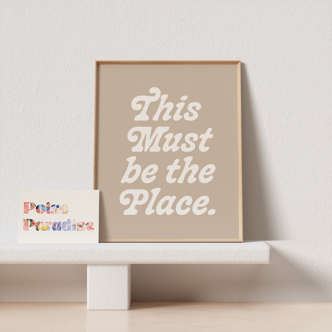 This Must Be the Place Retro Script Taupe Typography Welcome Poster - Image 4