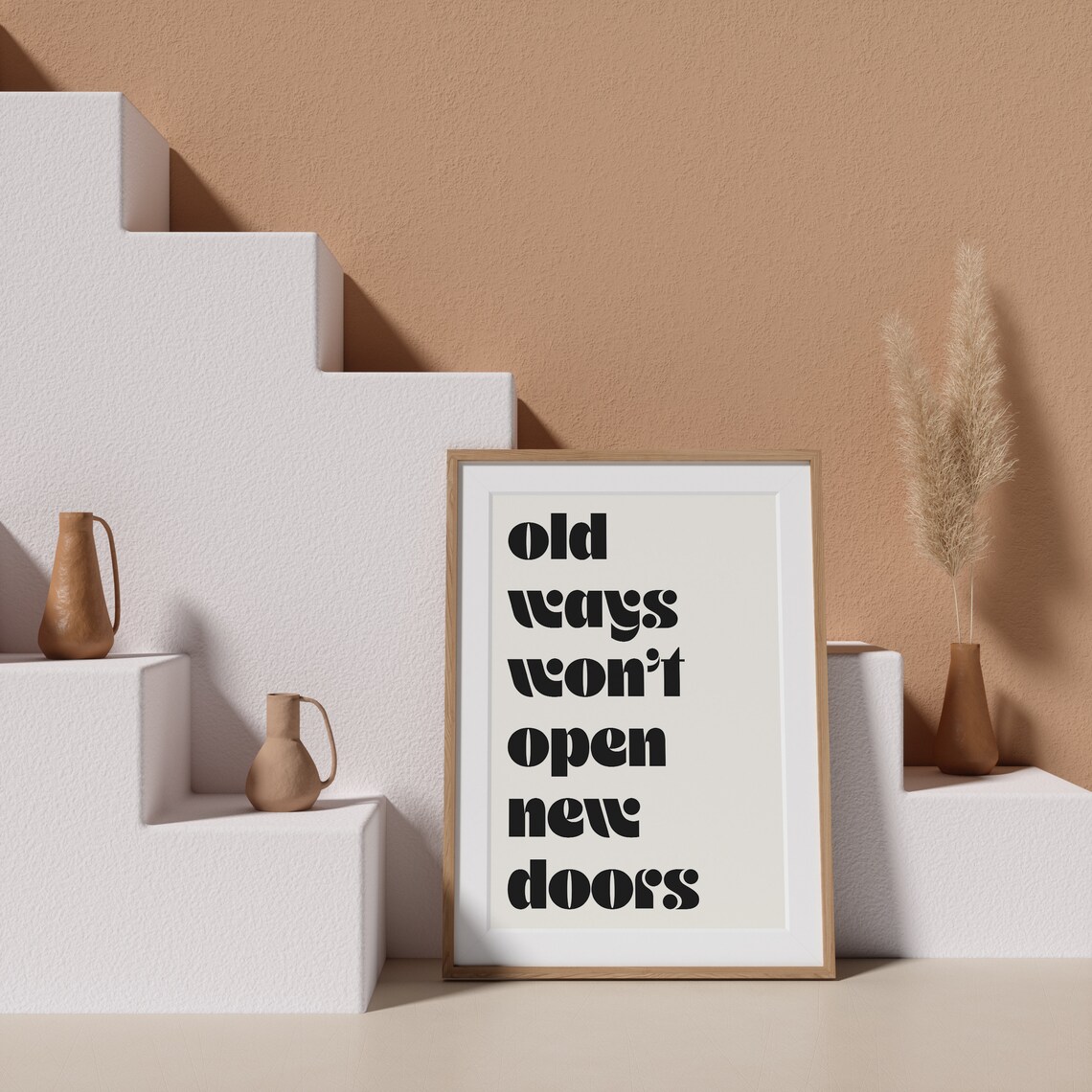 Old Ways Won't Open New Doors Retro Typography Art Print - Image 4