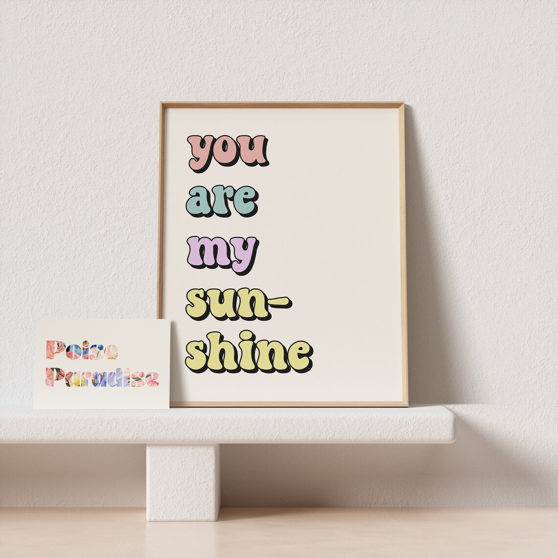 You Are My Sunshine Pastel Bubble Typography Poster Cream Colorful Art - Image 4