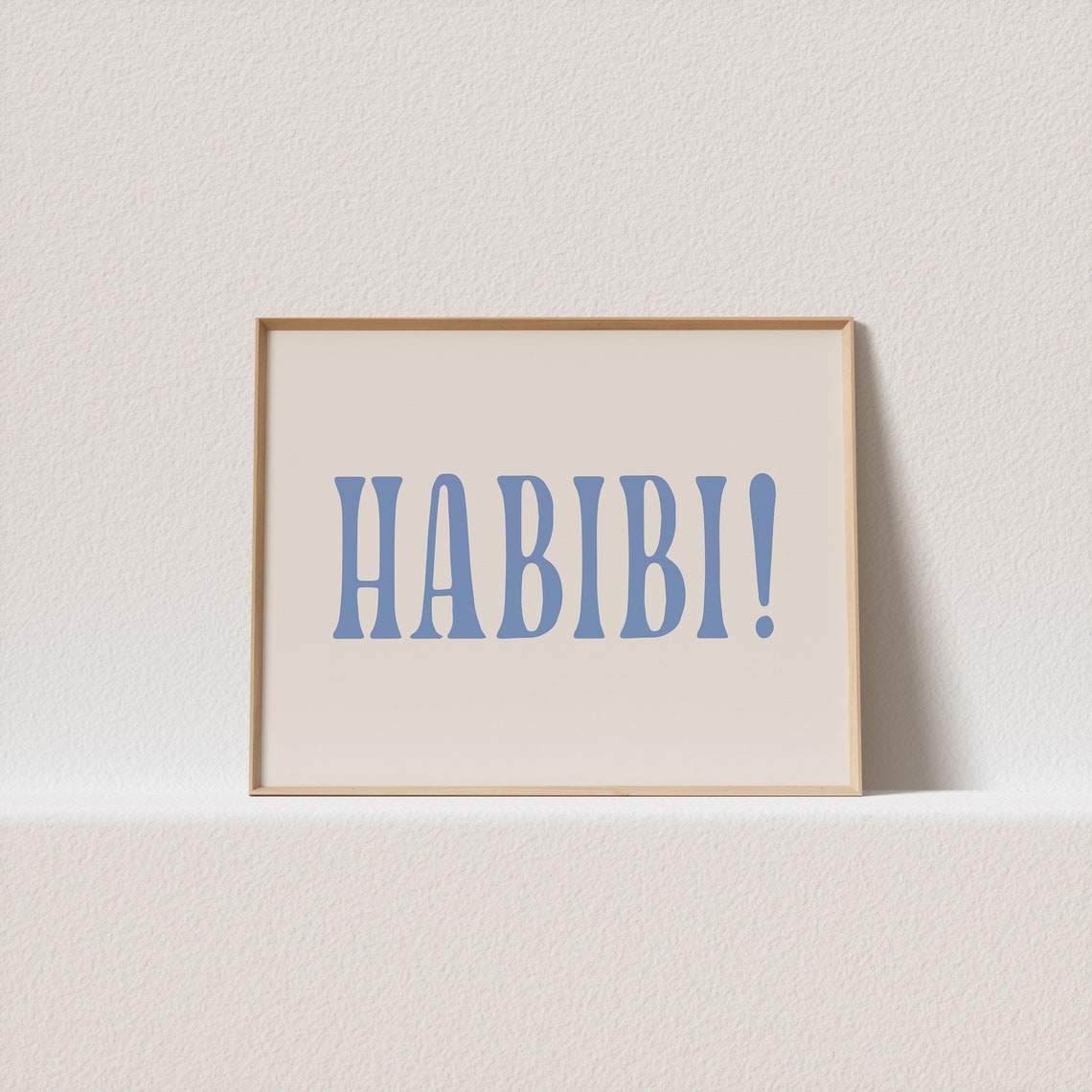 Habibi Retro Blue Serif Typography Minimal Quote Square Poster