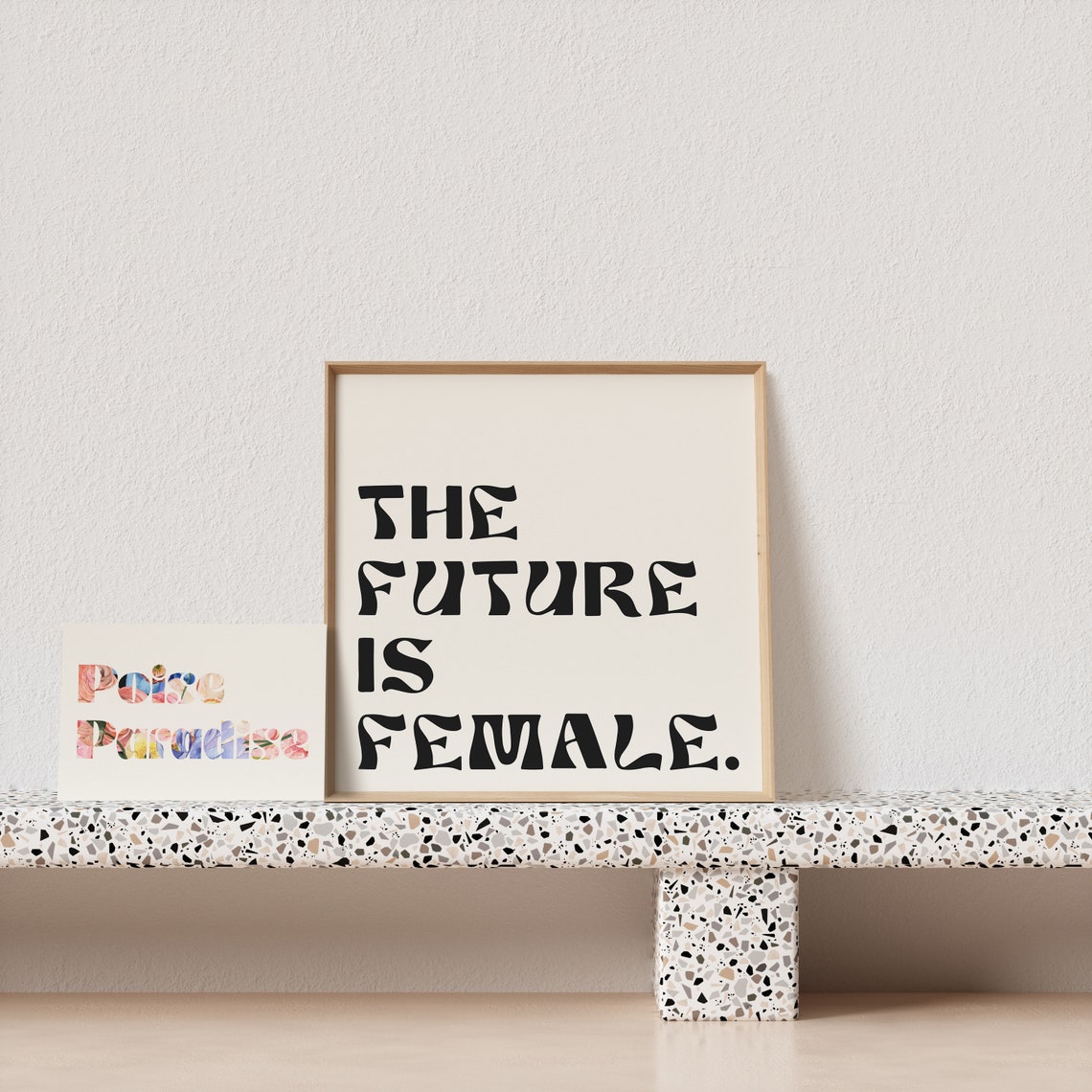 The Future Is Female Typography Poster Cream Square Black Bold Art - Image 2