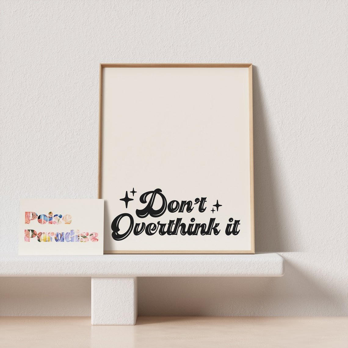 Dont Overthink It Sparkling Black Script Retro Mindful Quote Poster - Image 4