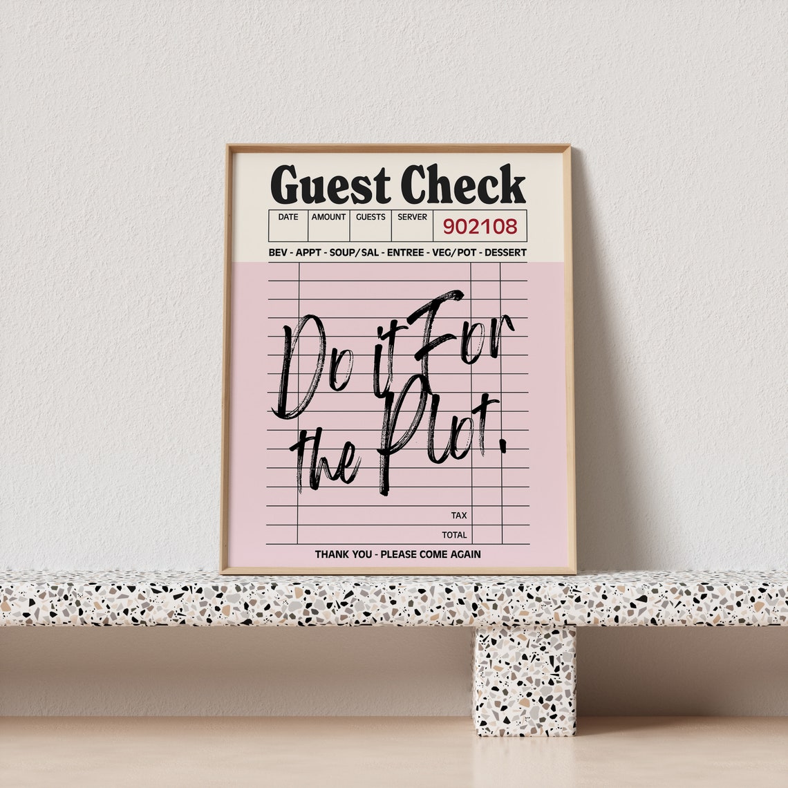 Guest Check Do It For The Plot Retro Restaurant Receipt Poster - Image 3