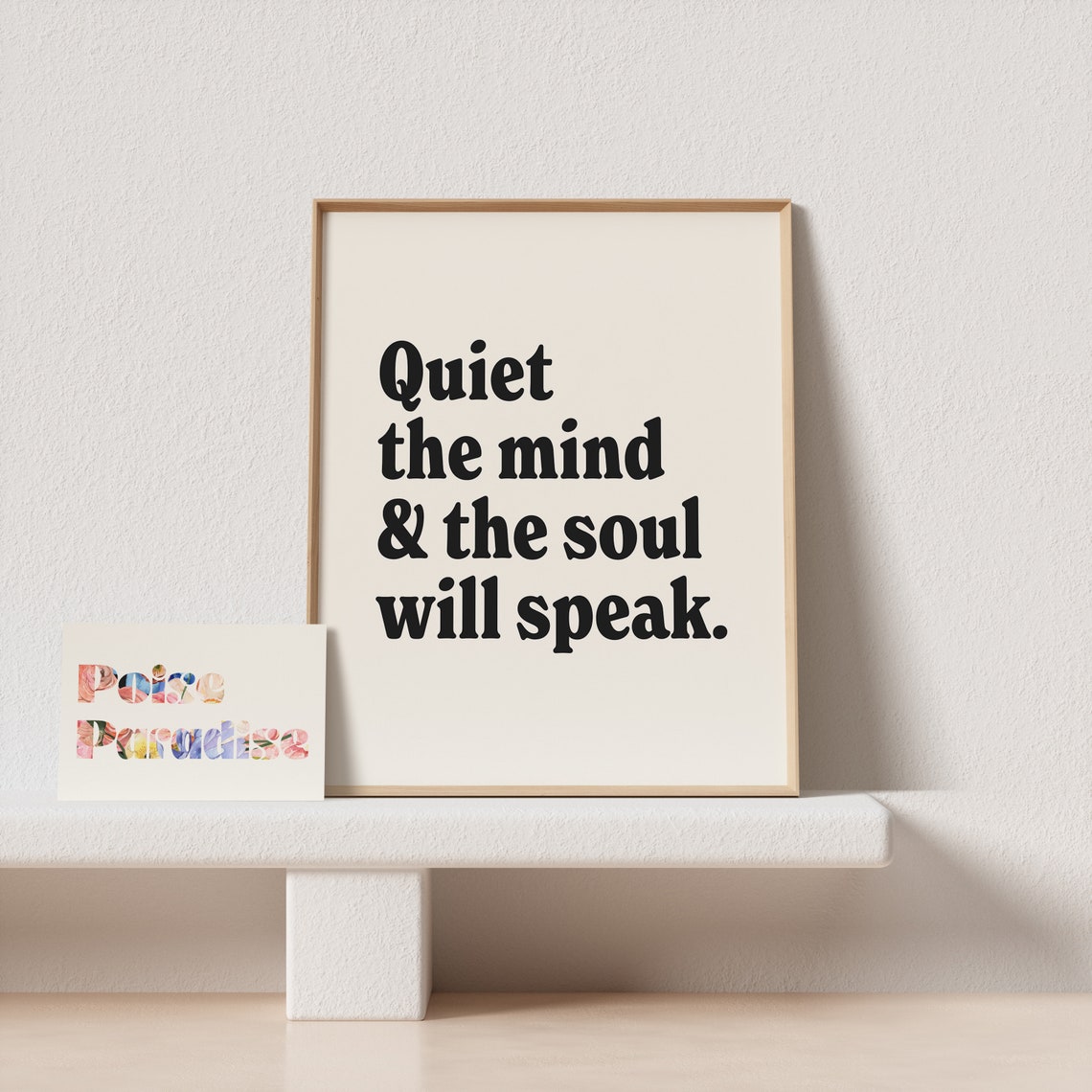 Quiet The Mind The Soul Will Speak Calm Retro Cream Meditation Poster - Image 4