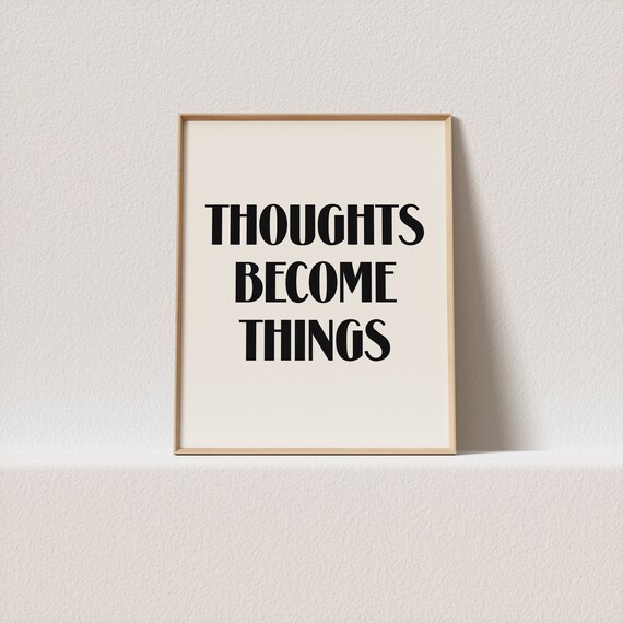 Retro Poster Thoughts Become Things Retro Typography A Must Have For Your Gallery Wall Only A Click Away To Be Yours Forever