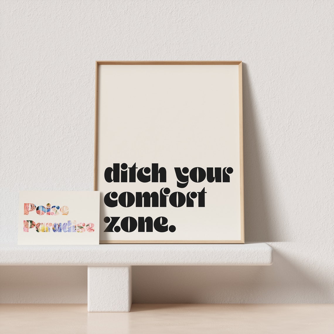 Ditch Your Comfort Zone Retro Typography Poster Cream Bold Black Art - Image 4
