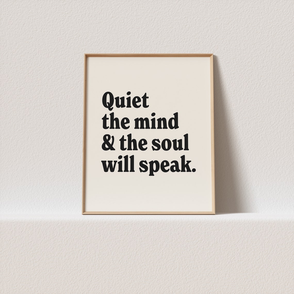 Quiet The Mind The Soul Will Speak Calm Retro Cream Meditation Poster