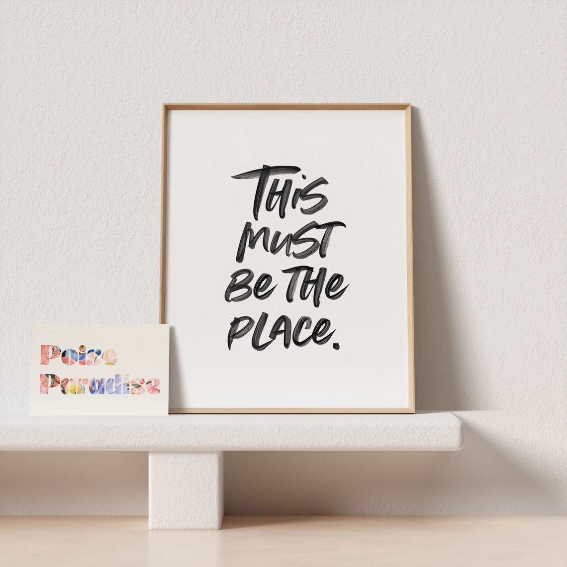 This Must Be The Place Brush Script Typography Poster White Square Art - Image 4