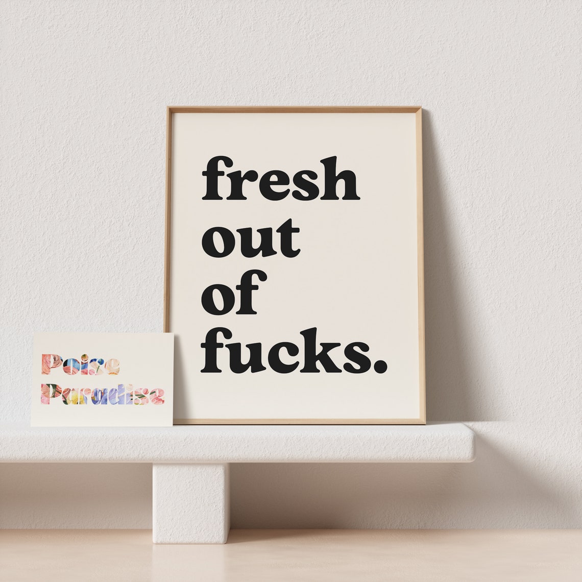 Fresh Out Of Fucks Retro Typography Poster Cream Bold Black Lettering - Image 4