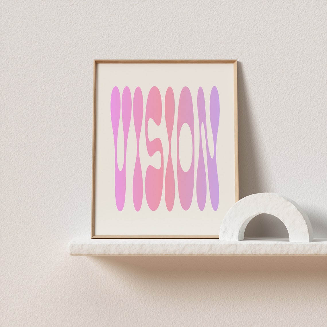 Vision Gradient Pink Wavy Retro Lettering Goal Setting Manifest Poster - Image 3