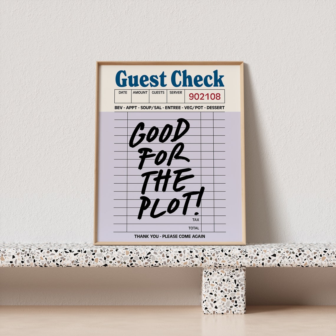 Good for the Plot Retro Diner Guest Check Receipt Art Poster - Image 3