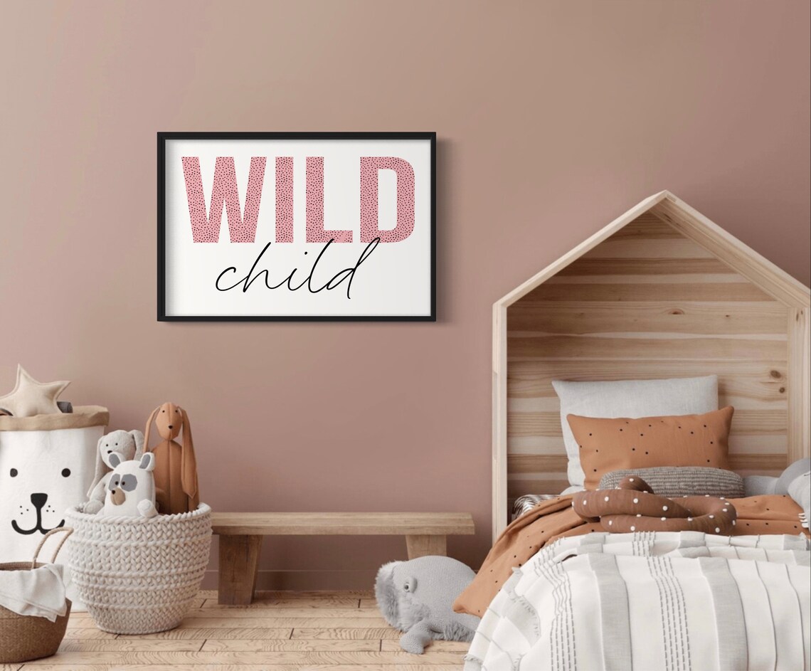 Wild Child Pink Spotted Typography Kids Room Decor Wall Poster - Image 2