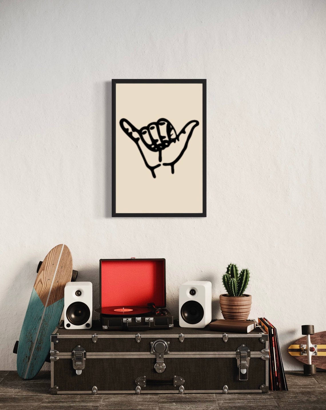 Shaka Hang Loose Hand Sign Surf Style Beach House Decor Poster - Image 2