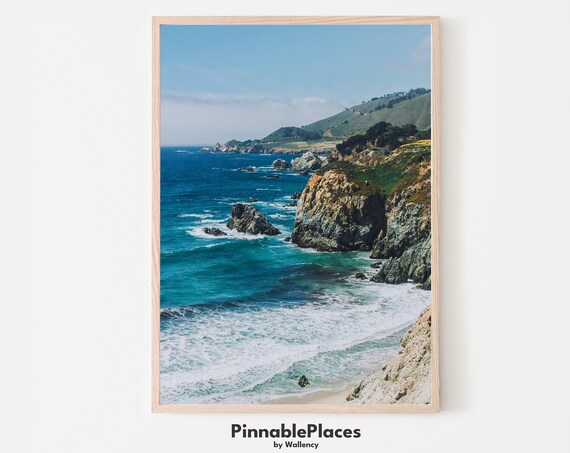 Big Sur California Coastline Ocean Photo Print With Rugged Cliffs