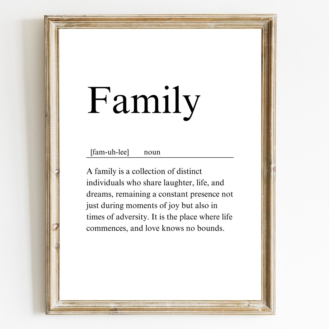 Family Definition, Dictionary Home Decor Art Print