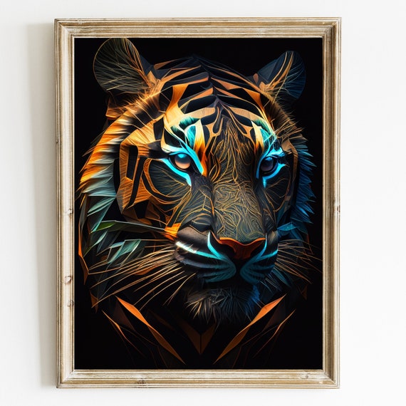 Geometric Tiger Wall Art Tiger Wall Art Big Cat Art Tiger Portrait Cosmic Wall Art Tiger Wall Art Tiger Poster Cosmic Tiger Wall Art